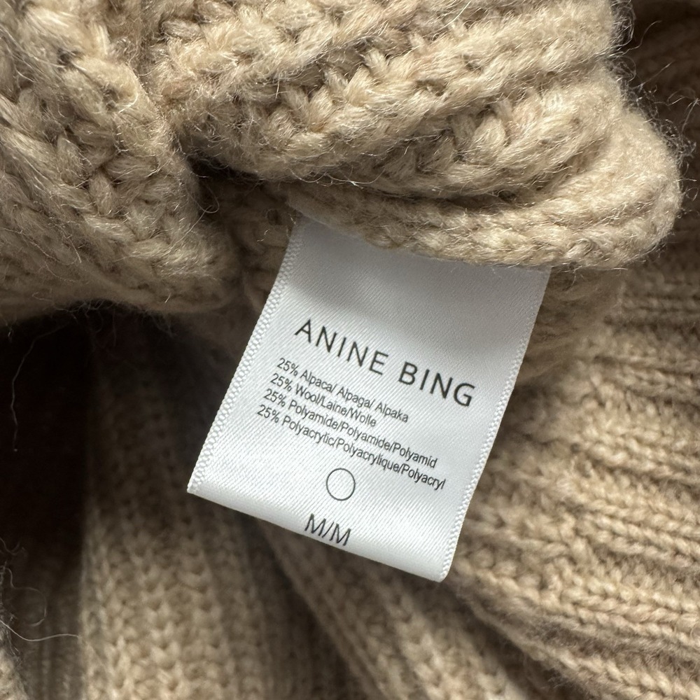 Anine Bing Womens Medium Relaxed Brown Alpaca/Wool Turtle Knit Open Knit Sweater - Picture 5 of 6